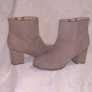 Torrid taupe chunky heel bootie